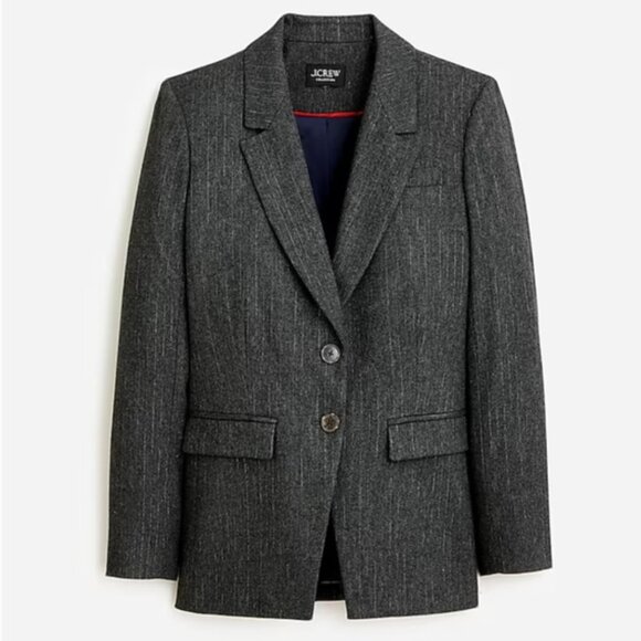 J. Crew Collection Nipped-in Blazer in Pinstripe Italian Wool Metallic Threads - Picture 1 of 15
